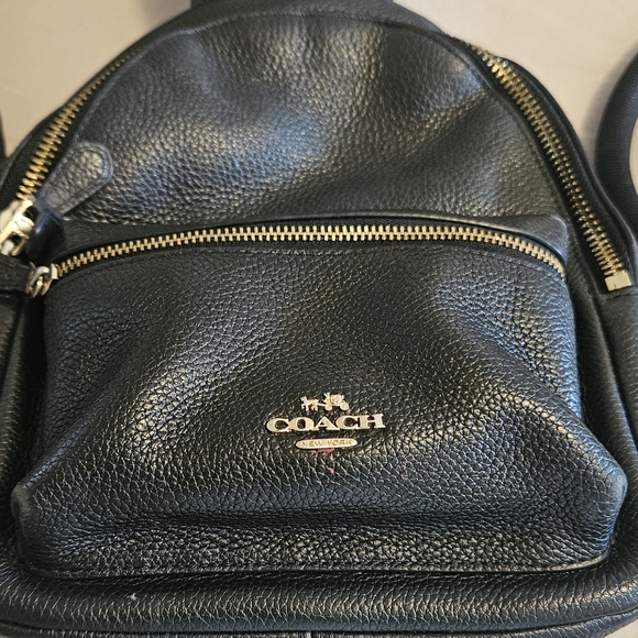 Coach Black Leather Backpack with Gold Accents - Picture 1 of 4